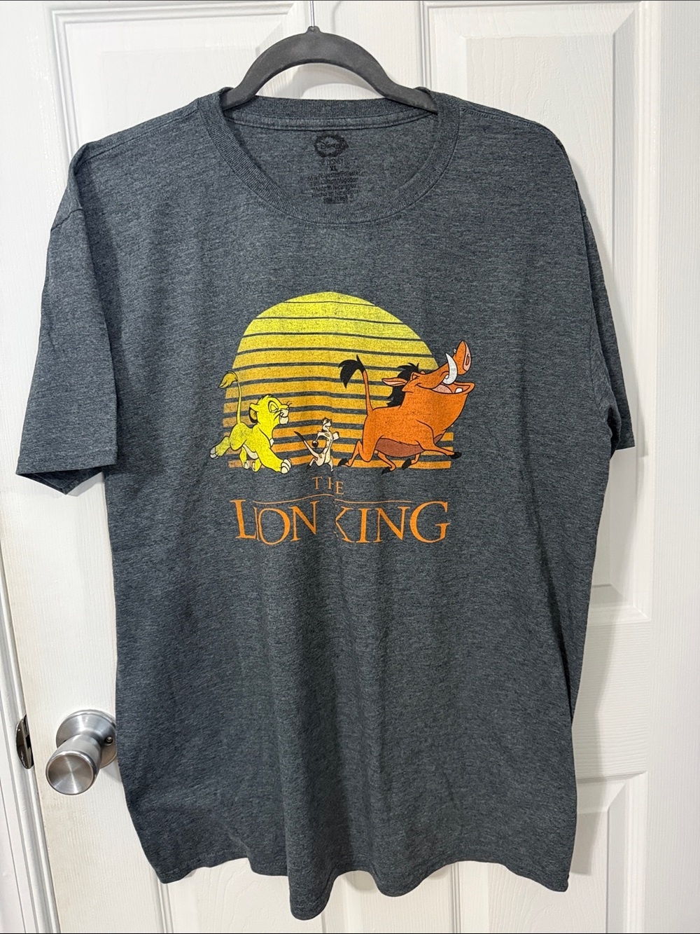 Disney The Lion King Graphic Tee - Charcoal with Yellow & Orange Print